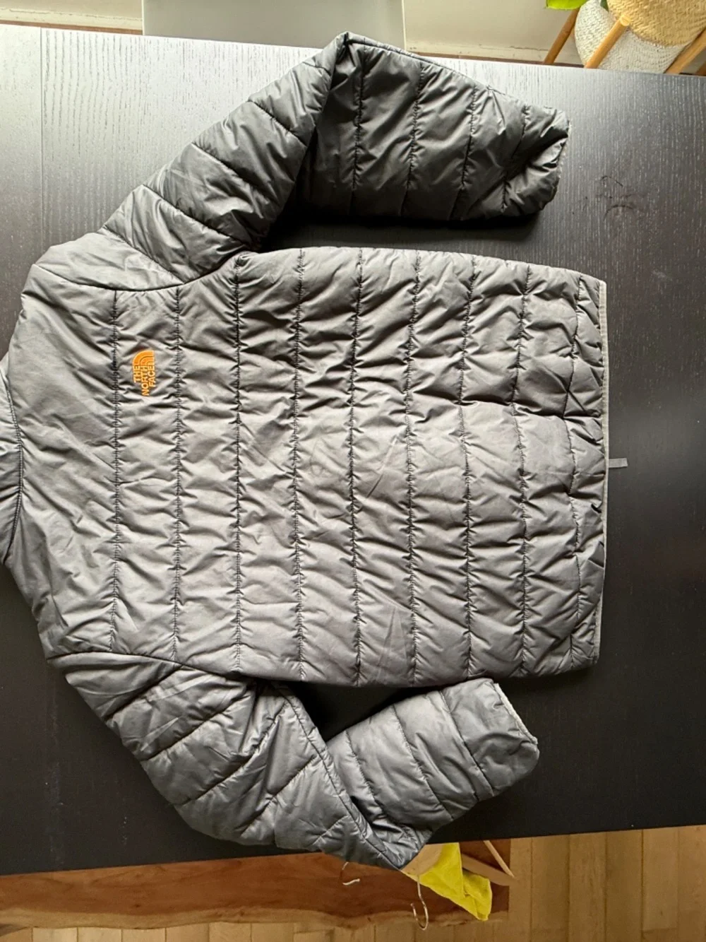 The North Face Boys XL ThermoBall Eco Insulated Jacket Gray Orange Full Zip